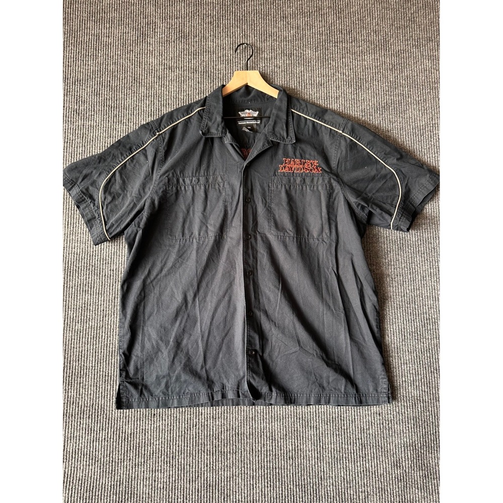 Vintage Harley Davidson Embroidered Shirt Y2K Biker Gorpcore Utility Workwear 2x